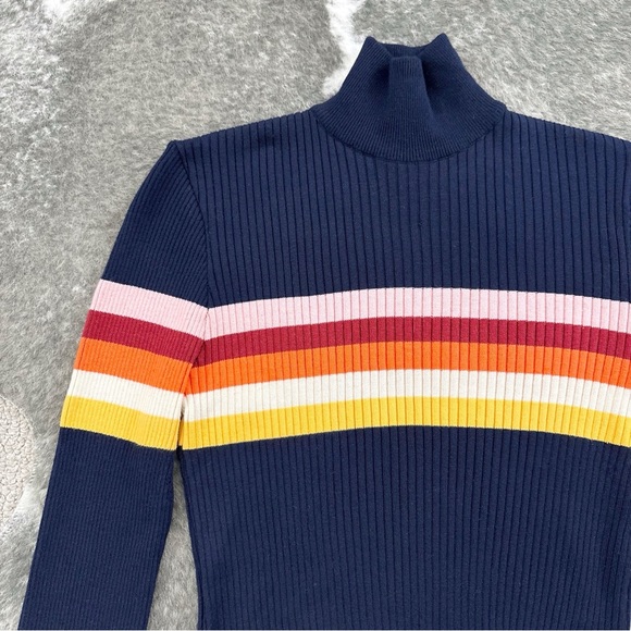 UO Urban Outfitters Rainbow Striped Funnel Neck Jumper Small - Picture 2 of 10